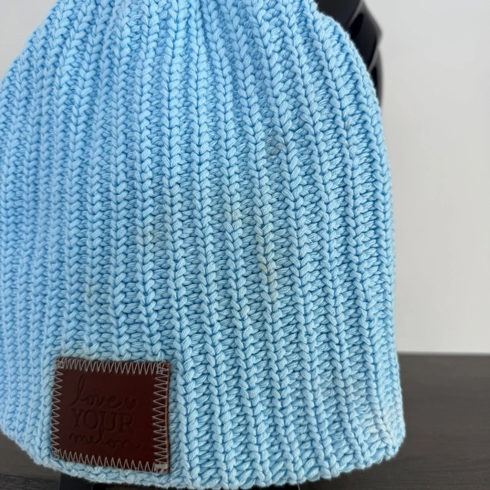 Love Your Melon Light Blue Cotton Knit Beanie Cuffed Winter Hat